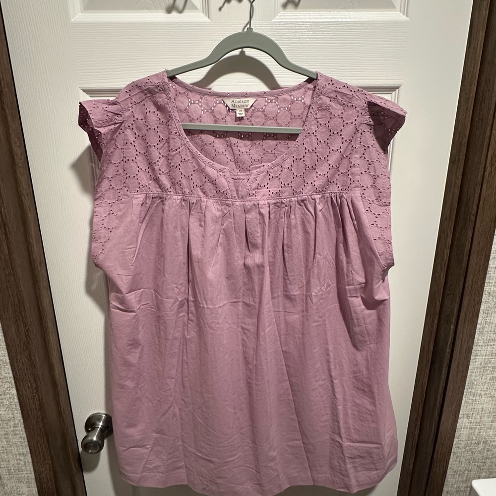 Avenue Women's Pink Eyelet Top